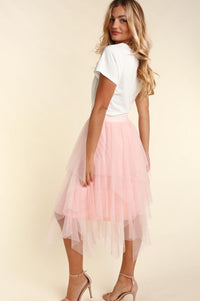 ASYMMETRIC TIERED TULLE MIDI SKIRT WITH LINING - Happily Ever Atchison Shop Co.