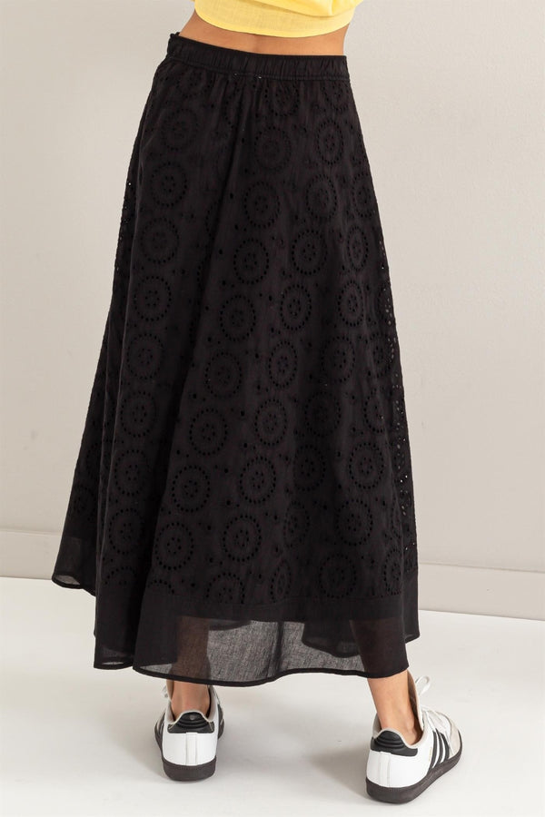 HYFVE Eyelet High-Waist Midi Skirt
