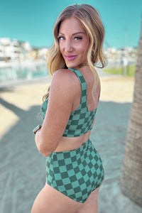 Bali Checkered High Waisted Swim Bottoms - Happily Ever Atchison Shop Co.