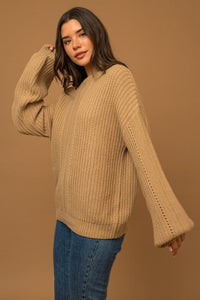 Balloon Sleeve Braid Sweater - Happily Ever Atchison Shop Co.