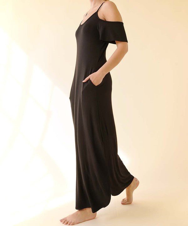 BAMBOO COLD SHOULDER MAXI DRESS - Happily Ever Atchison Shop Co.