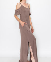 BAMBOO COLD SHOULDER MAXI DRESS - Happily Ever Atchison Shop Co.