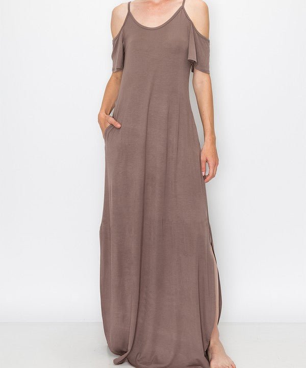 BAMBOO COLD SHOULDER MAXI DRESS - Happily Ever Atchison Shop Co.