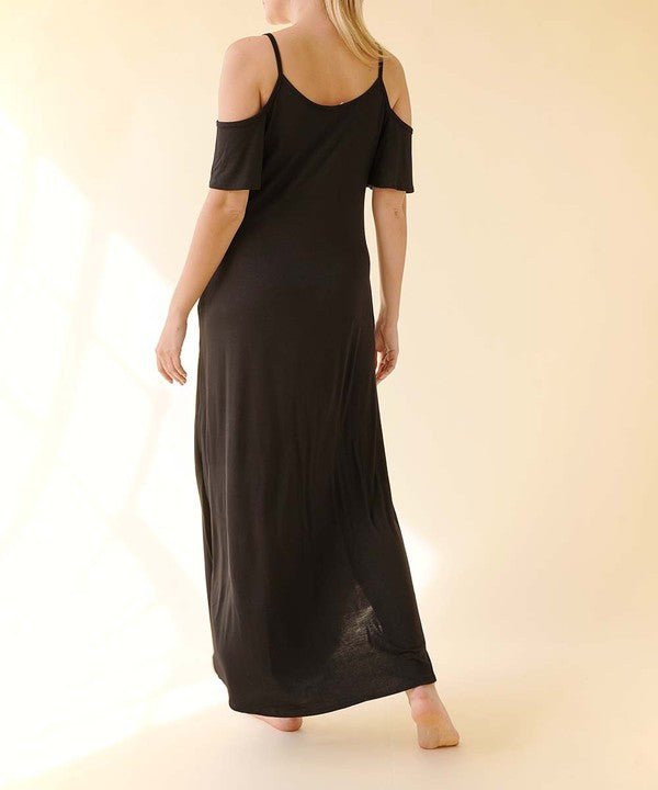 BAMBOO COLD SHOULDER MAXI DRESS - Happily Ever Atchison Shop Co.