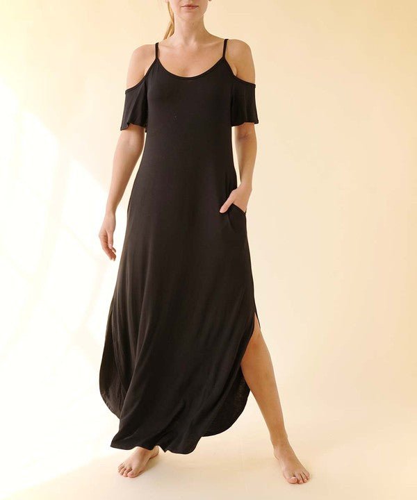 BAMBOO COLD SHOULDER MAXI DRESS - Happily Ever Atchison Shop Co.