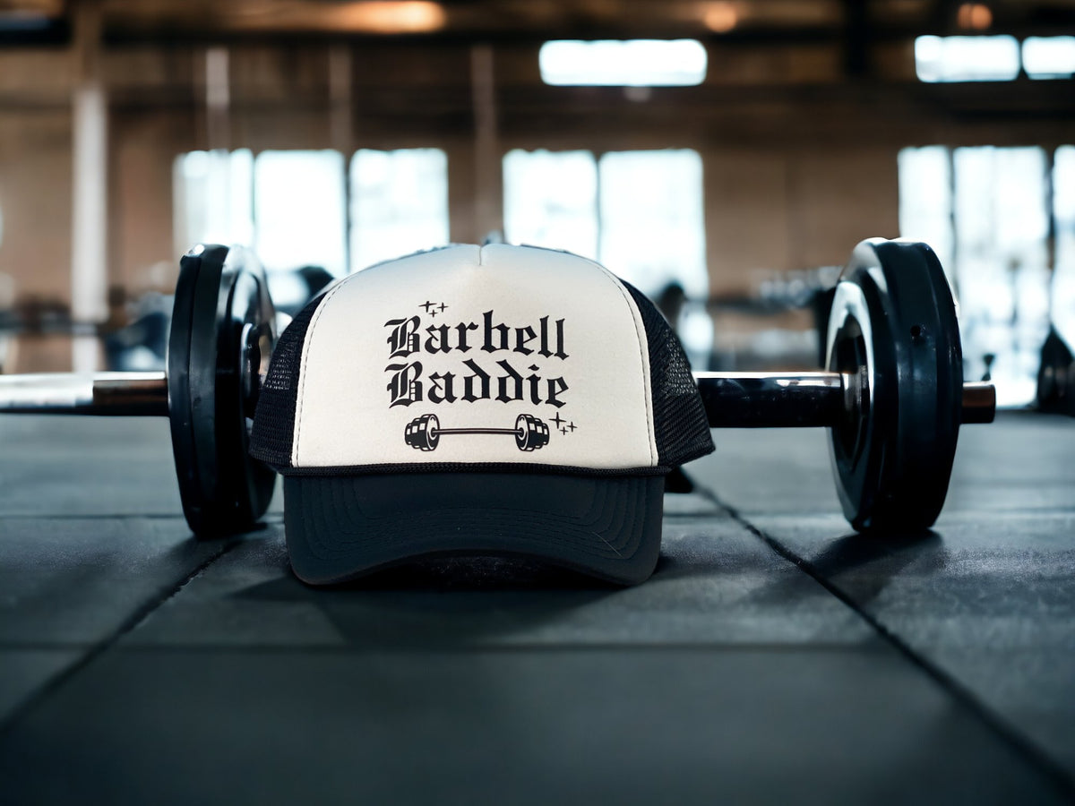 Barbell Baddie Foam Trucker Hat - Happily Ever Atchison Shop Co.