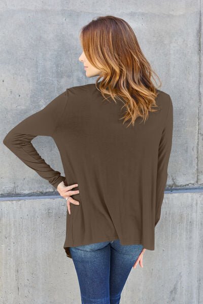 Basic Bae Full Size Open Front Long Sleeve Cover Up - Happily Ever Atchison Shop Co.