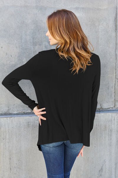 Basic Bae Full Size Open Front Long Sleeve Cover Up - Happily Ever Atchison Shop Co.