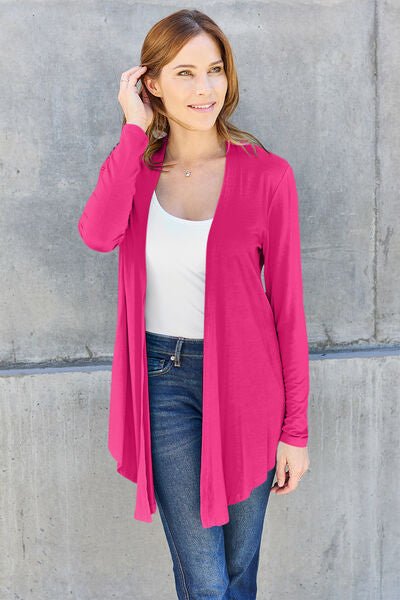 Basic Bae Full Size Open Front Long Sleeve Cover Up - Happily Ever Atchison Shop Co.