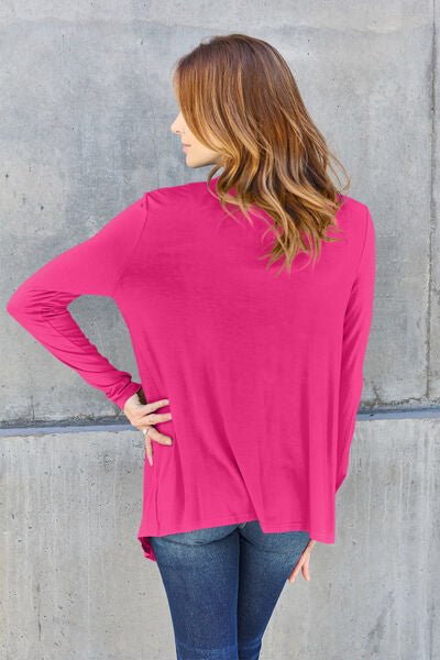 Basic Bae Full Size Open Front Long Sleeve Cover Up - Happily Ever Atchison Shop Co.