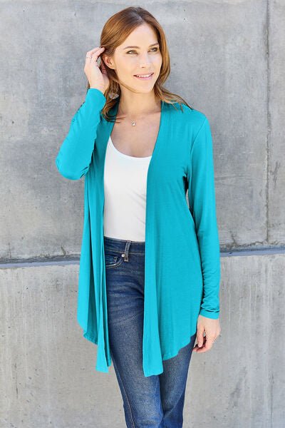 Basic Bae Full Size Open Front Long Sleeve Cover Up - Happily Ever Atchison Shop Co.