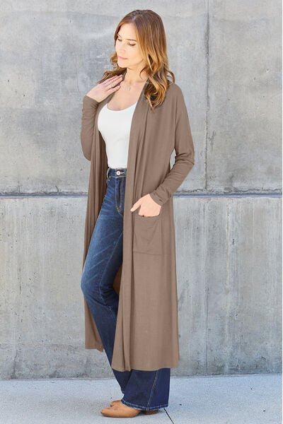 Basic Bae Full Size Open Front Long Sleeve Cover Up - Happily Ever Atchison Shop Co.