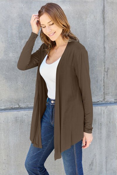 Basic Bae Full Size Open Front Long Sleeve Cover Up - Happily Ever Atchison Shop Co.