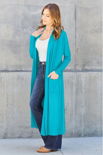 Basic Bae Full Size Open Front Long Sleeve Cover Up - Happily Ever Atchison Shop Co.