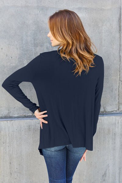 Basic Bae Full Size Open Front Long Sleeve Cover Up - Happily Ever Atchison Shop Co.