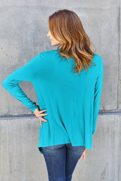 Basic Bae Full Size Open Front Long Sleeve Cover Up - Happily Ever Atchison Shop Co.