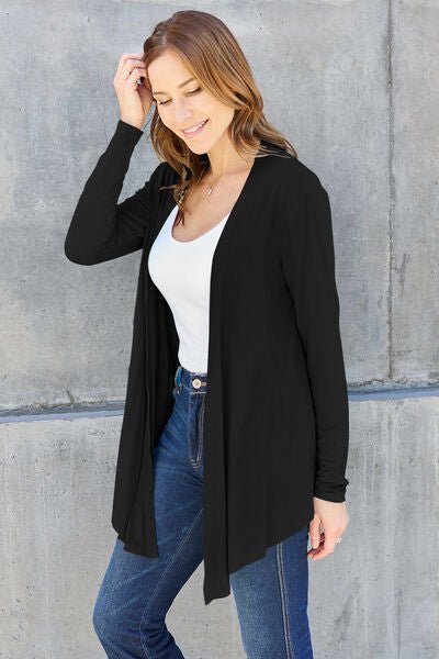 Basic Bae Full Size Open Front Long Sleeve Cover Up - Happily Ever Atchison Shop Co.