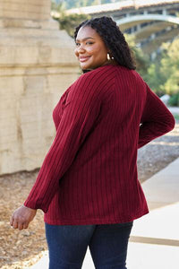 Basic Bae Full Size Ribbed Round Neck Long Sleeve Knit Top - Happily Ever Atchison Shop Co.