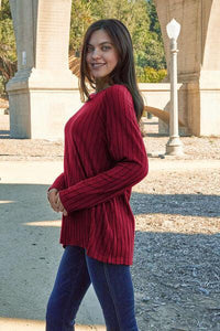 Basic Bae Full Size Ribbed Round Neck Long Sleeve Knit Top - Happily Ever Atchison Shop Co.