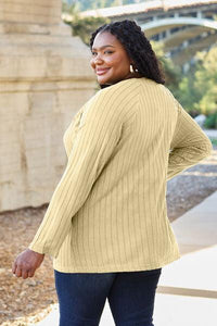 Basic Bae Full Size Ribbed Round Neck Long Sleeve Knit Top - Happily Ever Atchison Shop Co.