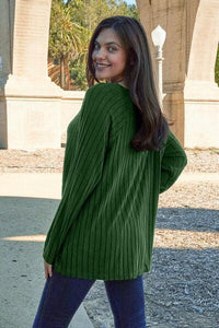 Basic Bae Full Size Ribbed Round Neck Long Sleeve Knit Top - Happily Ever Atchison Shop Co.