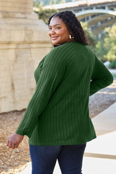 Basic Bae Full Size Ribbed Round Neck Long Sleeve Knit Top - Happily Ever Atchison Shop Co.