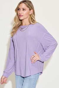 Basic Bae Full Size Ribbed Round Neck Long Sleeve T-Shirt - Happily Ever Atchison Shop Co.