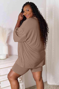 Basic Bae Full Size Soft Rayon Three-Quarter Sleeve Top and Shorts Set - Happily Ever Atchison Shop Co.