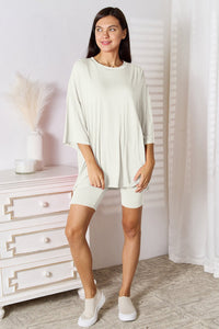 Basic Bae Full Size Soft Rayon Three-Quarter Sleeve Top and Shorts Set - Happily Ever Atchison Shop Co.