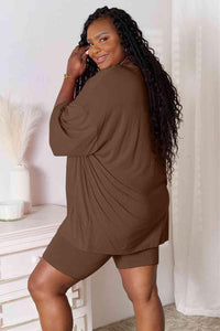 Basic Bae Full Size Soft Rayon Three-Quarter Sleeve Top and Shorts Set - Happily Ever Atchison Shop Co.