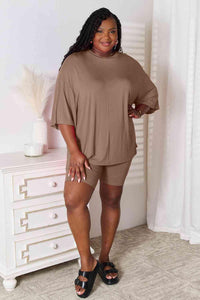 Basic Bae Full Size Soft Rayon Three-Quarter Sleeve Top and Shorts Set - Happily Ever Atchison Shop Co.