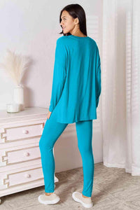 Basic Bae Full Size V-Neck Soft Rayon Long Sleeve Top and Pants Lounge Set - Happily Ever Atchison Shop Co.