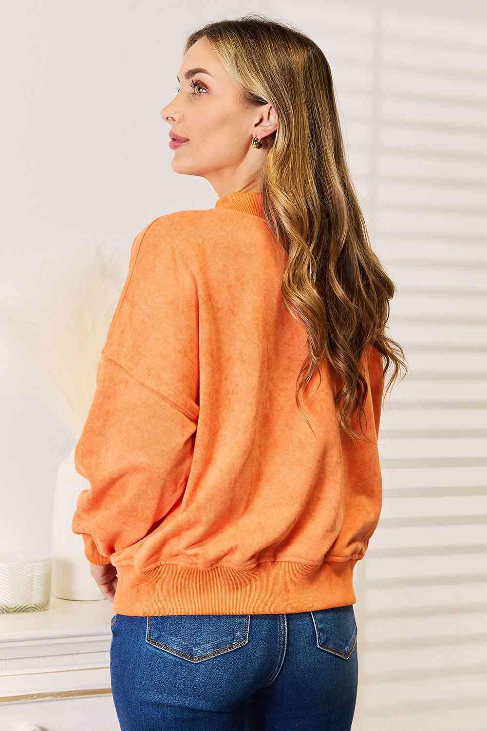 Basic Bae Round Neck Dropped Shoulder Sweatshirt - Happily Ever Atchison Shop Co.