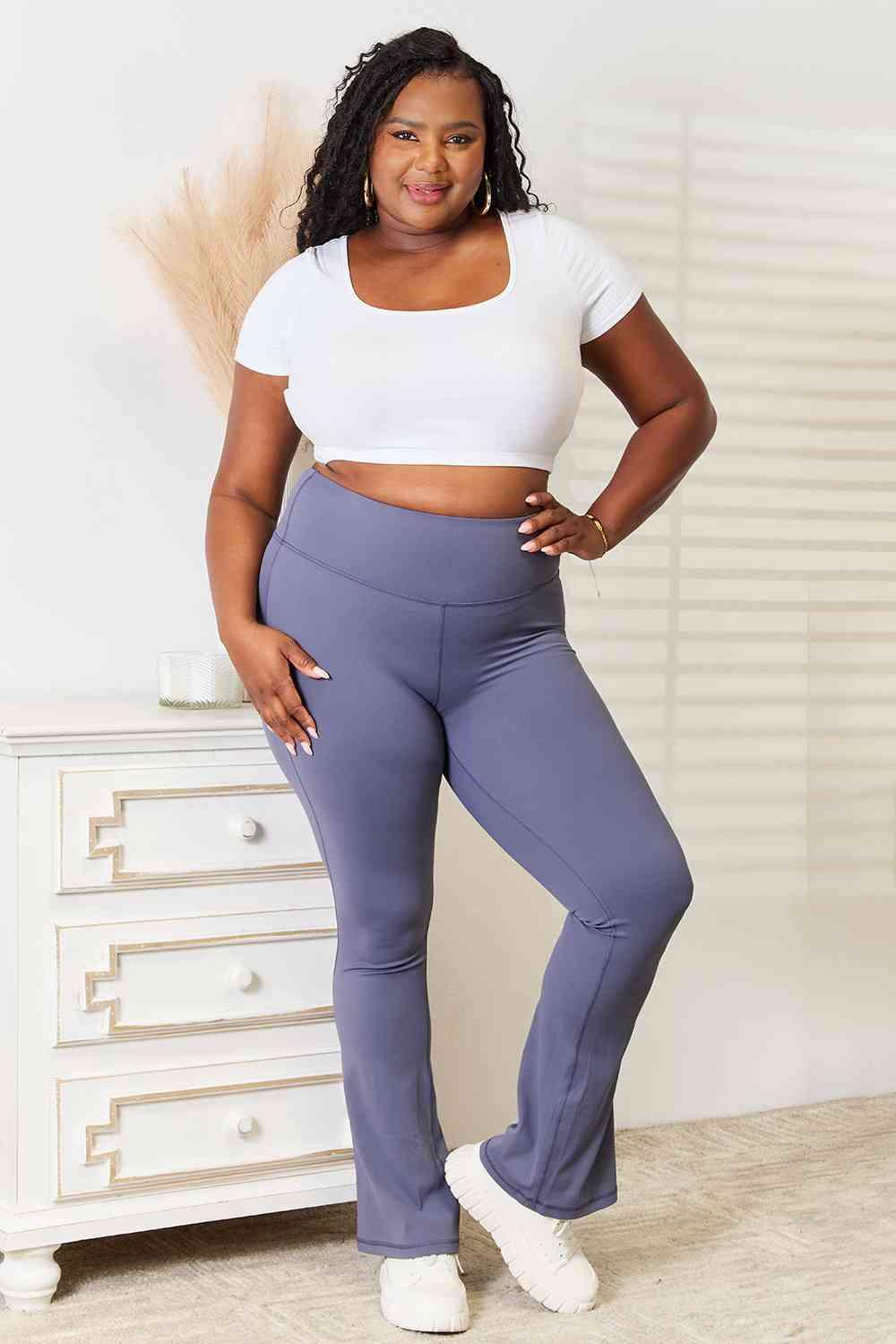 Basic Bae Wide Waistband Bootcut Sports Pants - Happily Ever Atchison Shop Co.