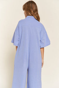 Basic Collar Shirt Wide leg Jumpsuit - Happily Ever Atchison Shop Co.