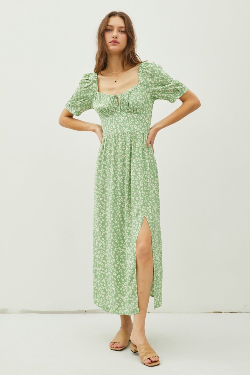 Be Cool Floral Smocked Back Slit Dress - Happily Ever Atchison Shop Co.