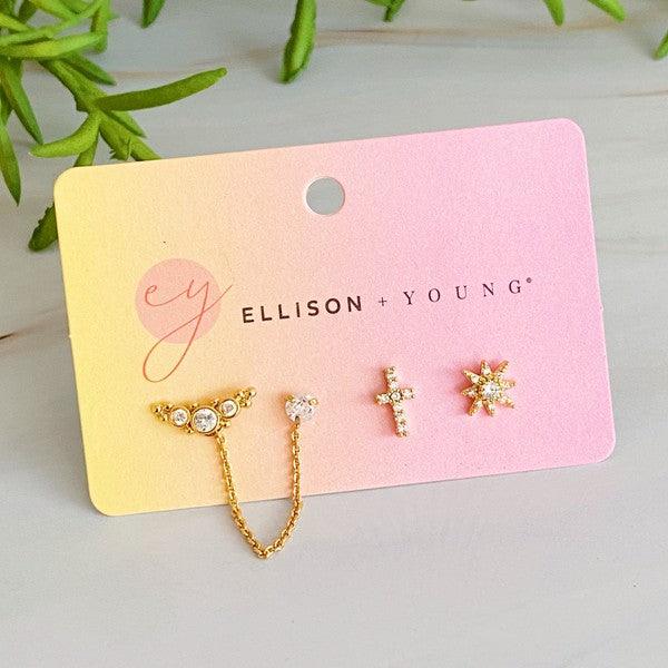 Be The Shine Linked Earrings Set Of 3 - Happily Ever Atchison Shop Co.