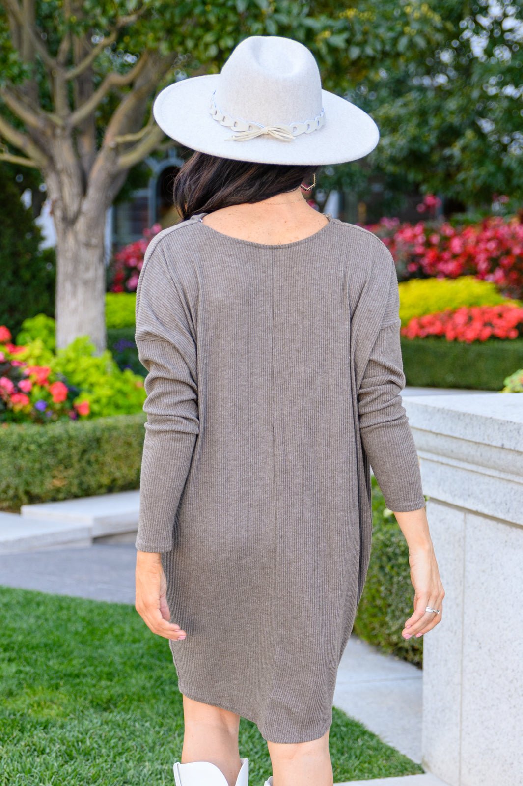 Be True Cowl Neck Knit Mini Dress In Cocoa - Happily Ever Atchison Shop Co.