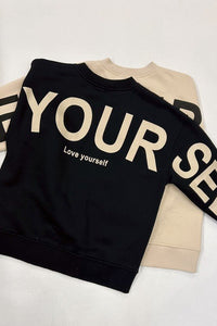 Be Yourself Printed Oversized Sweatshirt - Happily Ever Atchison Shop Co.