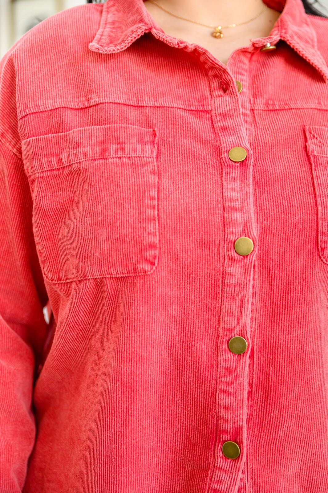 Best Day Ever Corduroy Shacket In Red - Happily Ever Atchison Shop Co.