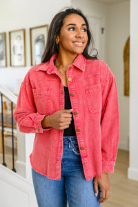 Best Day Ever Corduroy Shacket In Red - Happily Ever Atchison Shop Co.