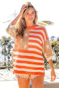 BiBi American Flag Round Neck Knit Top - Happily Ever Atchison Shop Co.