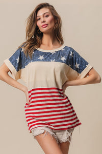 BiBi American Flag Theme Short Sleeve T - Shirt - Happily Ever Atchison Shop Co.