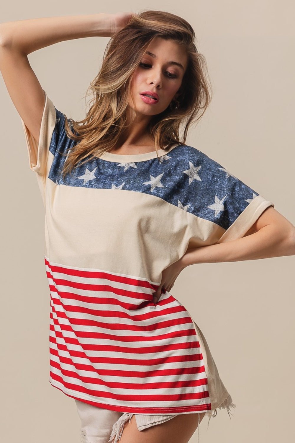 BiBi American Flag Theme Short Sleeve T - Shirt - Happily Ever Atchison Shop Co.