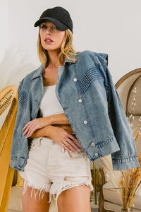 BiBi Button Up Long Sleeve Denim Jacket - Happily Ever Atchison Shop Co.