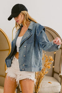 BiBi Button Up Long Sleeve Denim Jacket - Happily Ever Atchison Shop Co.