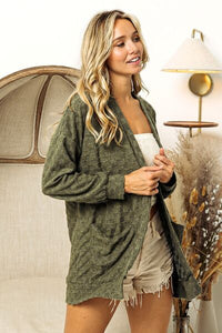 BiBi Checkered Long Sleeve Open Front Cardigan - Happily Ever Atchison Shop Co.