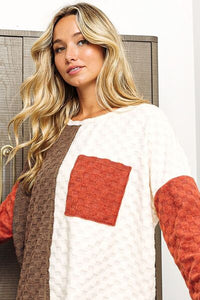 BiBi Color Block Brushed Checker Top - Happily Ever Atchison Shop Co.