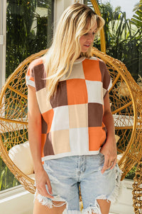 BiBi Color Block Checkered Sweater Vest - Happily Ever Atchison Shop Co.