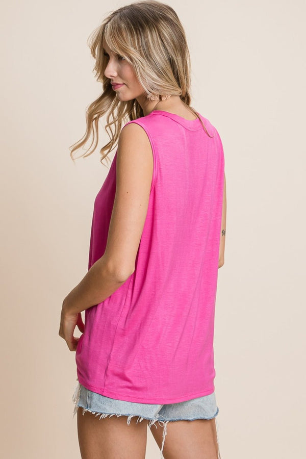 BiBi Cutout Round Neck Sleeveless Top - Happily Ever Atchison Shop Co.